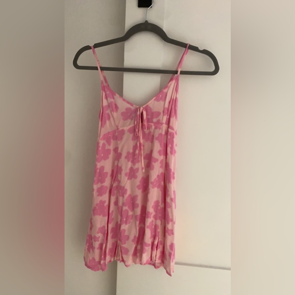 Pink floral mini dress